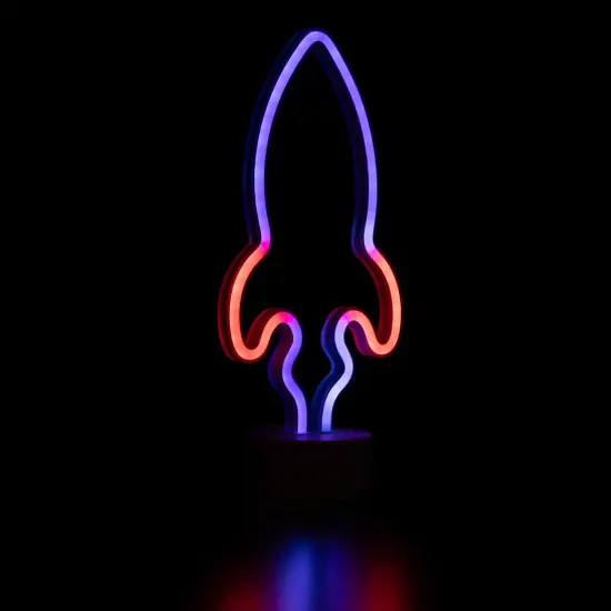 Northlight LED Rocket Ship Neon Table Light - 9" - Blue and Red {5}