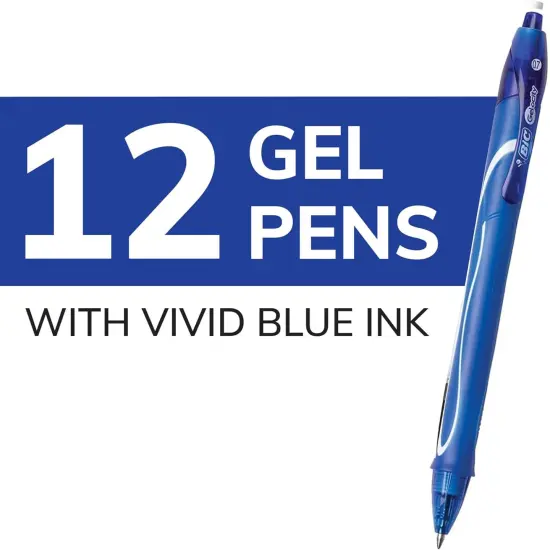 Quick Dry Blue Gel Pens, Medium Point (0.7mm), 12-Count Pack, Retractable Gel Pens With Comfortable Full Grip {2}
