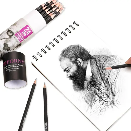 24 Pieces Graphite Sketching Pencil Set - Graphite Pencils(14B - 5H),Sketch Pencils,Drawing Pencils,Drafting Pencils,Art Pencils with 19 Grades - Ideal for Beginners & Artists {3}