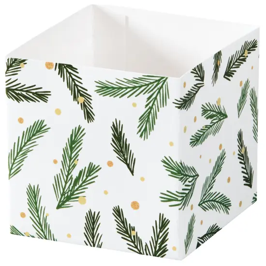Pack/6: Holly Jolly Christmas Square Party Favor Box - 3-3/4 x 3-3/4 x 3-3/4" {1}