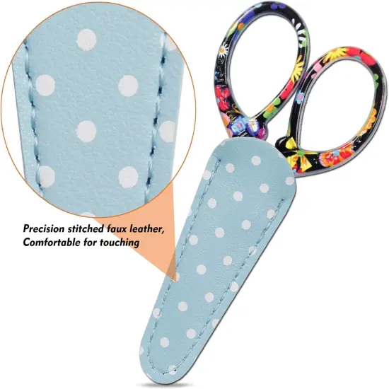 Sewing scissors sharp scissors Embroidery Scissors Crafting Threading Scissors with Leather Scissors Cover for Needlework Craft Art Work Manual Sewing Handicraft DIY Tool Black Flower {3}
