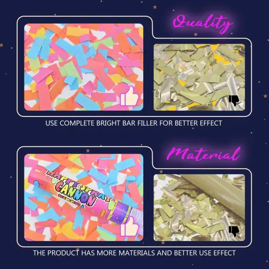 Confetti Cannon 12 Pack Confetti Poppers Biodegradable Multicolor 12 Inch Party Poppers for Celebration Biodegradable Confetti Shooter Cannon Bulk for Birthday Graduation Wedding Christmas NewYear {3}