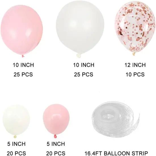 100pcs DIY Balloons Garland with Pink and White Balloons Confetti Balloons {2}