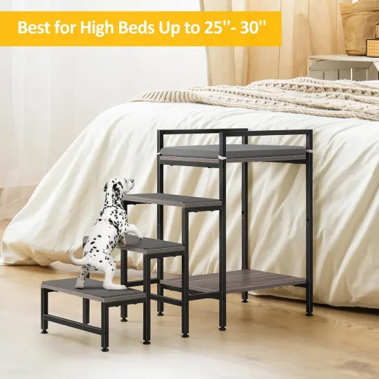 24.84&rsquo;&rsquo;H Window Perch Dog Steps for High Beds & Couches - 4-Step Non-Slip Pet Stairs with Bunk Bed, Removable Cushion, Adjustable Feet - Sturdy Frame for Small/Medium Pets {5}