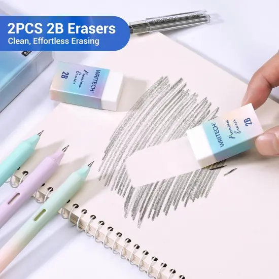 Up Mechanical Pencil Set: 6ct Gradient Barrel 0.7mm Mechanical Pencils with 4 Tubes of HB Lead Refills and 2 Extra Erasers for Writing Drawing Sketching Drafting {3}