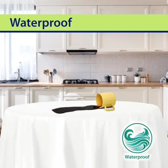 White Disposable Plastic Tablecloth for Round Tables (12 Pack) 84 inches Table Cloths for Parties, Events & Weddings, Indoors & Outdoors, Plastic Table Cover {4}