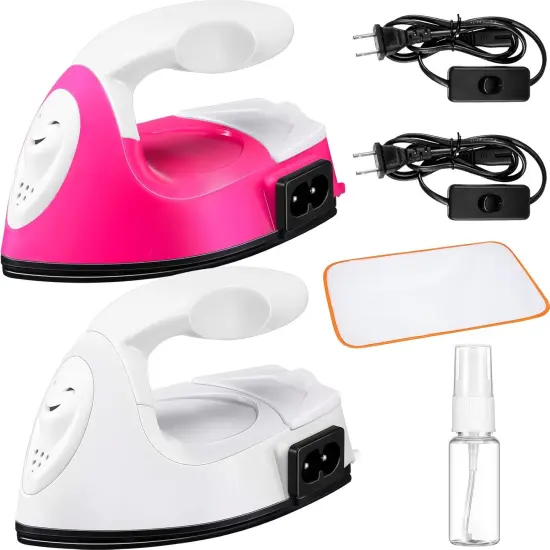 2 Pieces Mini Craft Iron Mini Heat Press Iron with Charging Base Accessories for Beads Patch Clothes T Shirts Shoes Clothes and Hats {1}