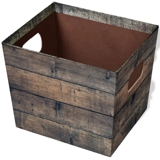 Pack/3: Rustic Wood Baskety Tray - 12 x 9-1/2 x 4-1/2" {1}