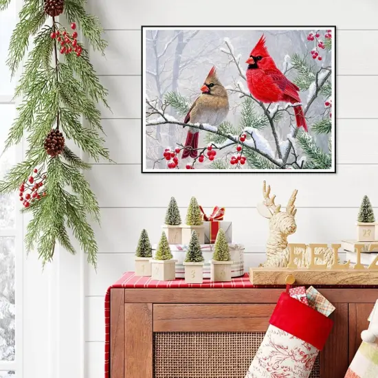 Diamond Art Painting Kits for Adults, Cardinal Birds Diamond Art Kits for Beginners, DIY Winter Gem Art Craft for Home Wall Decor {2}