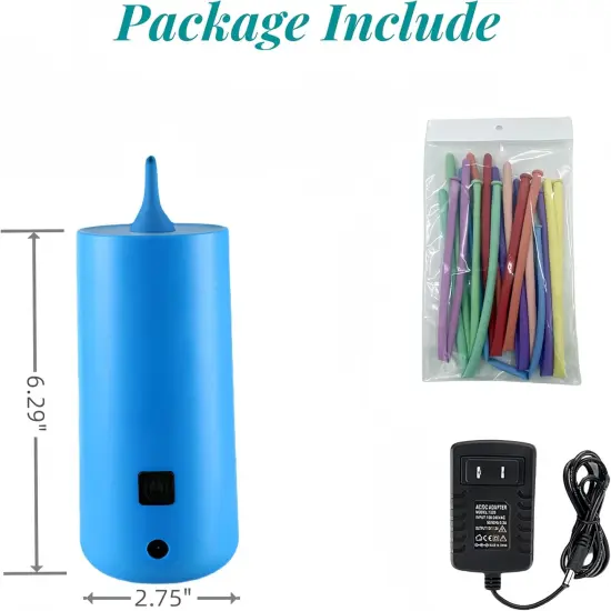 Electric Magic Balloon Pump, Electric Air Inflator Party Air Blower Pump with 1 Nozzle 1 Balloon Cutter and 10 Pcs Long Balloons,Great for Twisty Curly Balloon, Foil Balloons {3}
