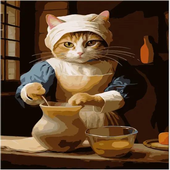 Paint by Numbers for Adults Beginners, DIY Paint by Numbers on Canvas for Kids, Oil Painting Kits for Gift Home Wall Decor, 10 Brushes and Acrylic Paint, 16x20 Inch, (Maid Cat, Unframed) {1}