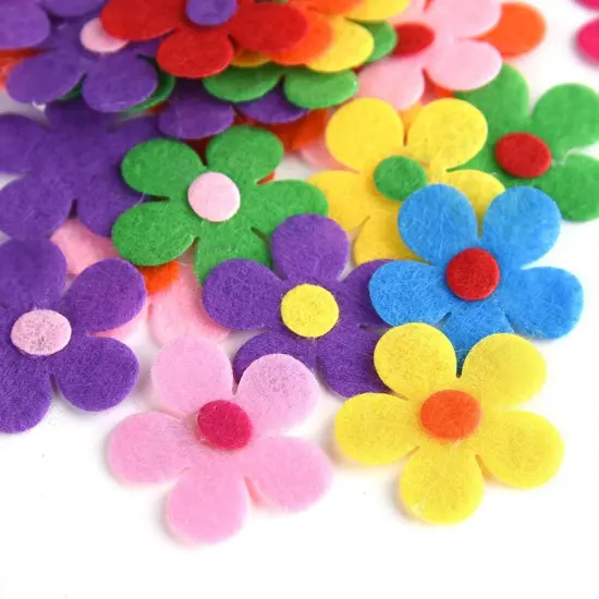 120 Pieces Summer Felt Flowers Fabric Flower Embellishments Assorted Colors for DIY Crafts {4}
