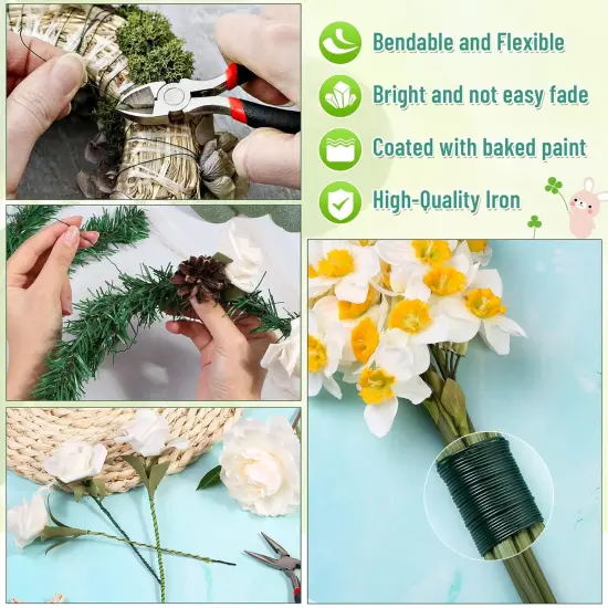 Floral Wire 22 Gauge Flower Wire for Craft, 200 Yards Green Flexible Paddle Florist Wire for Flower, Green Florist Wire Christmas Wreaths Tree, Garland Floral Flower Arrangements, and Wreath Frame {2}