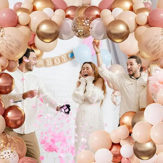 Blush Dusty Rose Pink Balloons Garland Arch Kit, Boho Peach Rose Gold Confetti Balloons for Girls Women Bridal Baby Shower Wedding Engagement Tea Party Birthday Party Decorations {3}