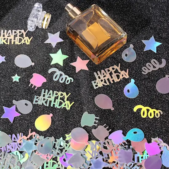 Birthday Confetti for Table Iridescent Happy Birthday Confetti Balloon Star Shaped Table Scatter Suitable for Disco Themed Birthday/Anniversary Party Decor {5}