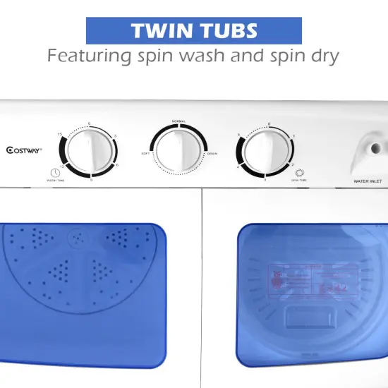 Costway Portable Mini Compact Twin Tub 20lb Washing Machine Washer Spin Dryer {6}