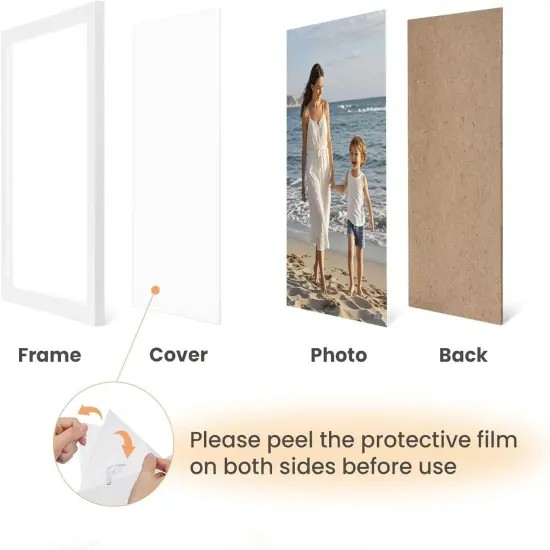 8x10 photo frame set of 4 pieces, Natural Black wooden frame with organic glass, used for desktop horizontal or vertical display of guest replacement photos (8x10 inch Black) {3}