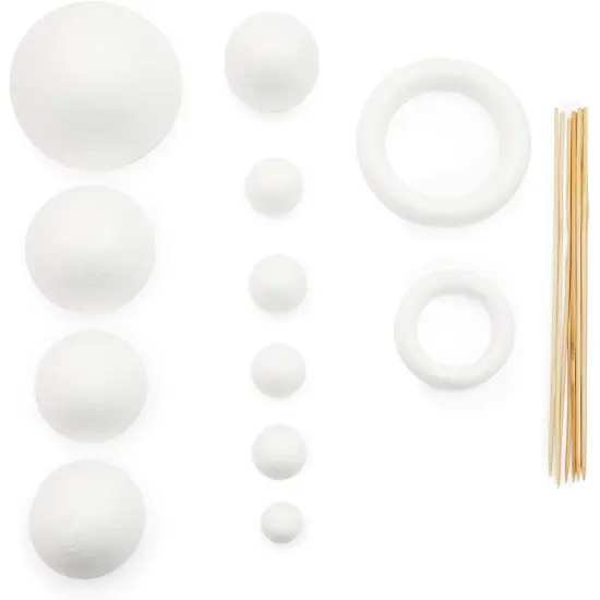 Solar System Kit School Project for Kids with Foam Balls and Bamboo Sticks (22 Pieces) White {4}