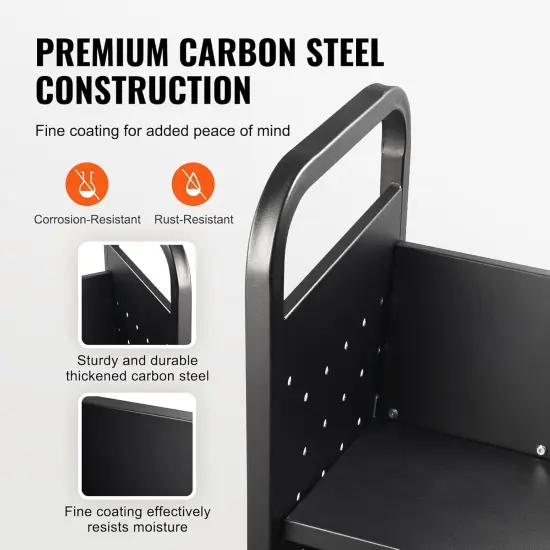 Library Book Storage Cart Book Shelf Book Organizer Trolley with 3 Flat Shelves {3}