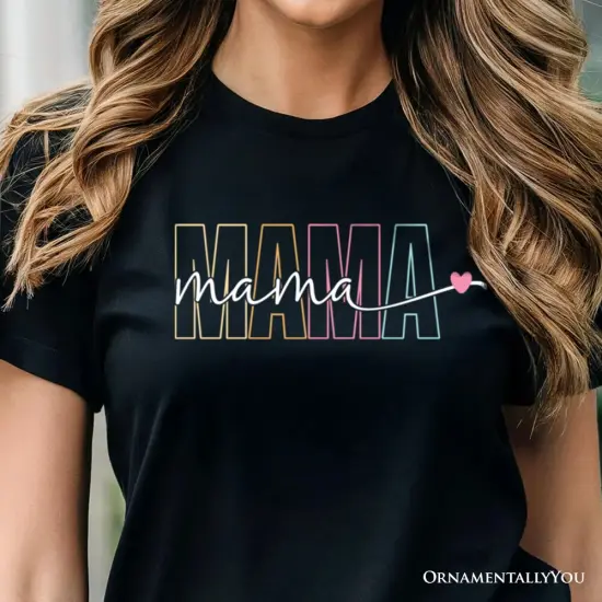Colorblock Mama T-Shirt, Black Trendy Casual Women's Tee {6}