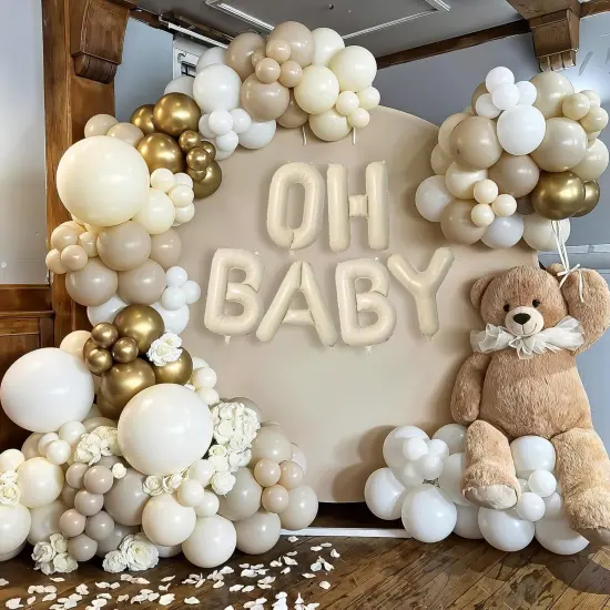 White Sand Gold Balloons Garland Arch Kit,Baby Shower Decorations Boy Girl with Oh Baby Balloon Banner for Boho Neutral Oh Baby Shower Birthday Gender Reveal Party Decoration {2}