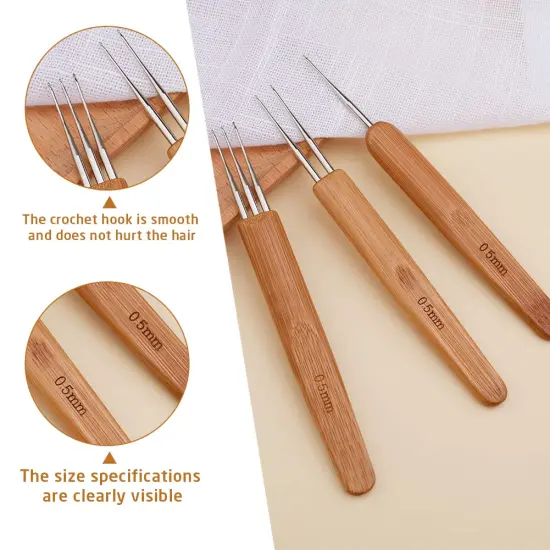 Dreadlock Crochet Hook, 48 Pcs Dreadlock Crochet Hook Tool, 6 Dreadlock Crochet Needle, Different Size Bent Latch Hook, Crochet Needle for Hair Braiding with Case and Dreadlocks Tool {5}