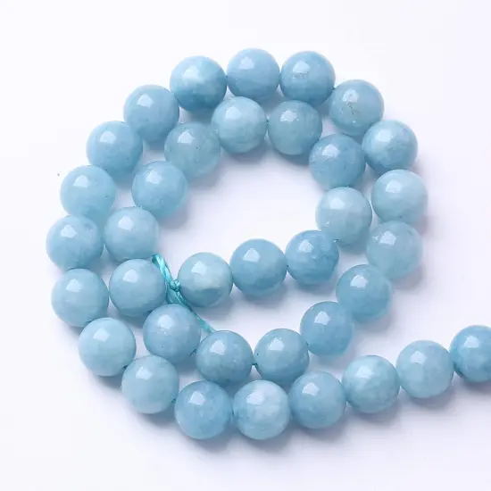 10MM 38PCS Blue Aquamarine Jade Loose Beads for Jewelry Making DIY Bracelet {1}