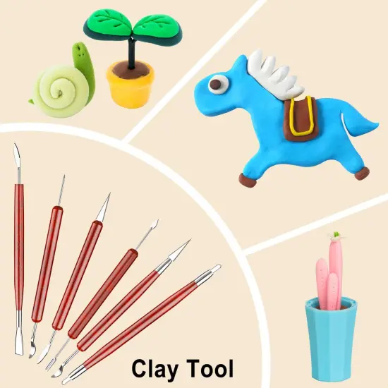 Clay Tools Kit,28 PCS Pottery Tools,Polymer Clay Tools,Air Dry Clay Tools Set for Kids, Adults,Pottery Craft,Drawing,Dotting,Carving,Molding,Baking,Modeling,Shaping {6}