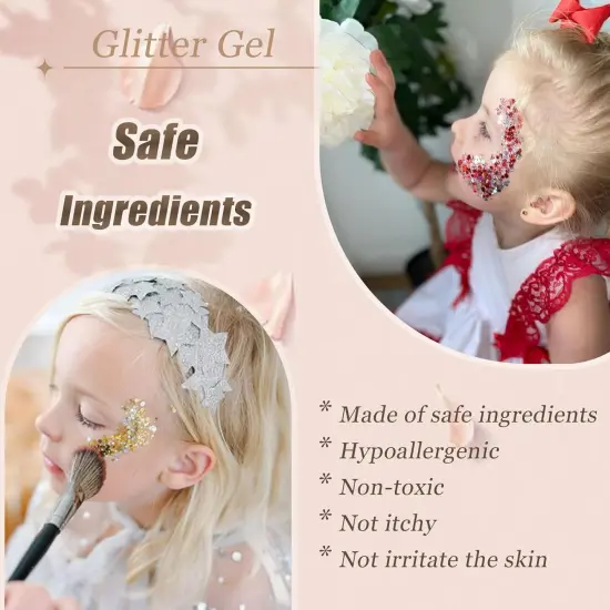 Chunky Face Glitter Gel for Girls Makeup {3}