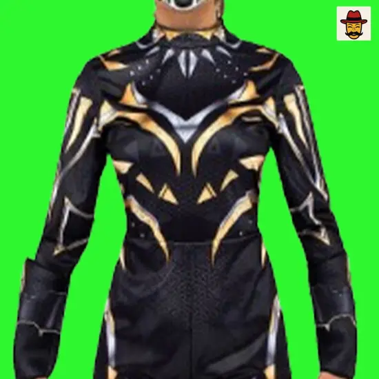 Women Marvel Black Panther Shuri Costume Printed Jumpsuit 3D Mask Set {3}