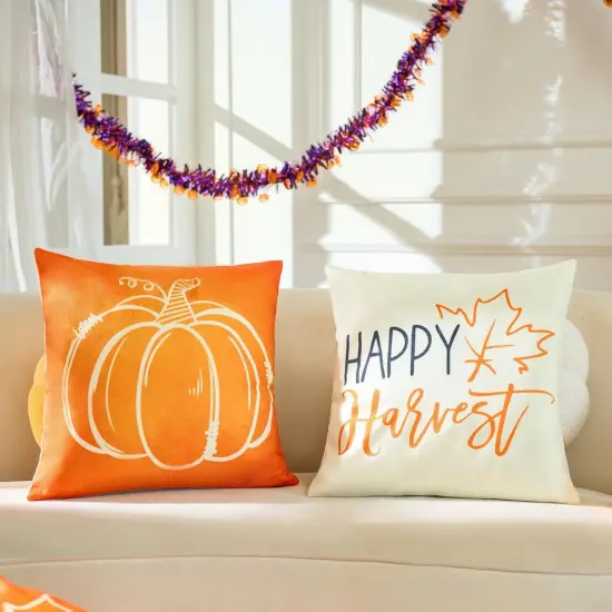 Fall Decor-Throw Pillow Covers 18x18 in Set of 4 {4}