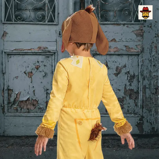 Kids Classic Disney Wish Valentino Costume, Yellow Jumpsuit Faux Fur Goat Headpiece {5}