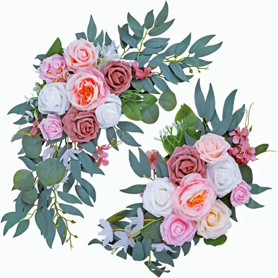 2PCS Artificial Flower Floral Swag for Decoration,Wedding Welcome Sign,Wedding Arch Flowers {1}