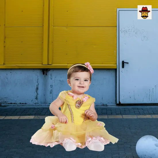 Baby Belle Costume Golden Sparkle Dress Tutu Pink Ribbon Headband {1}