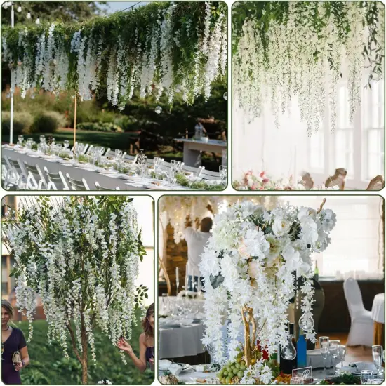 Wisteria Hanging Flowers,Fake Hanging Flowers,Wisteria artificiales Garland (12,White) {3}