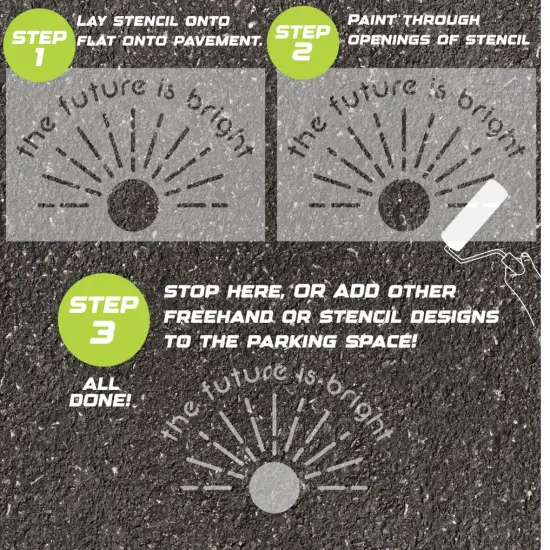 The Future is Bright Parking Space Stencil | High School Senior Parking Spot Stencil | Reusable Stencil | Stencil Ease | {3}