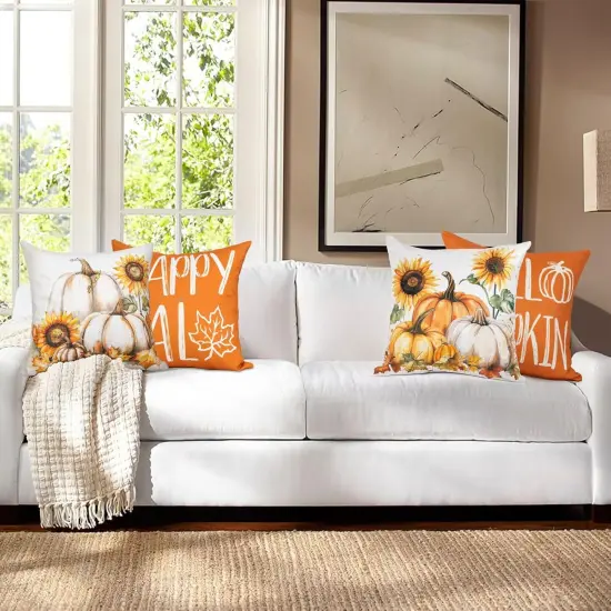 Pumpkin Decorative Throw Pillow Covers 20x20 Inch {2}