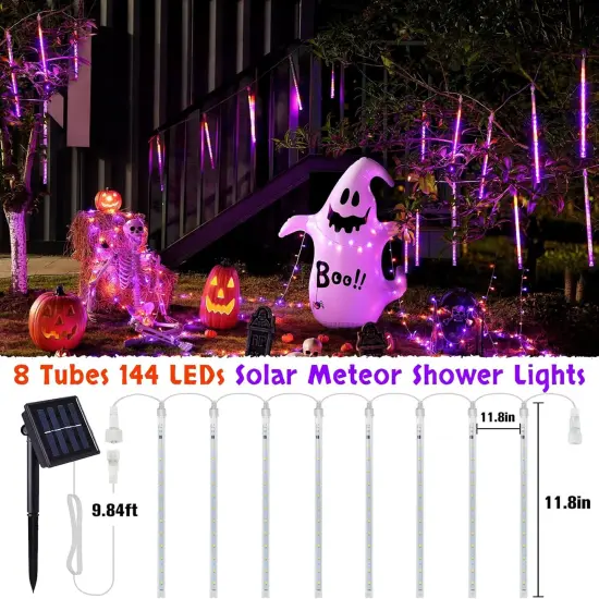 144 LEDs Orange and Purple Solar Halloween Lights Outdoor {2}