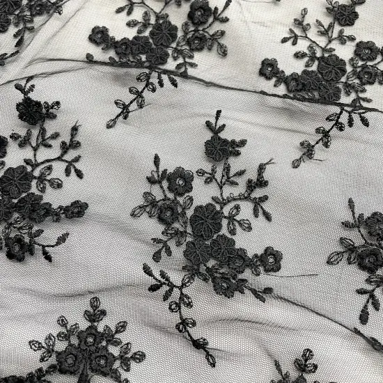 1 Yard Embroidered Lace Fabric Floral Elegant Net Mesh Wedding Dress 54" Width Pink {5}