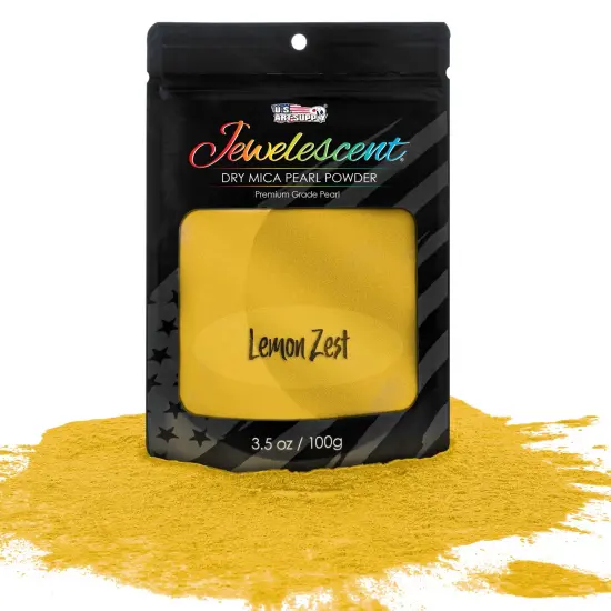 Jewelescent Mica Pearl Pigment Powder, Lemon Zest 3.5 oz (100g) Pouch - Cosmetic Grade, Epoxy Resin Color Pigment, Mica Powder for Resin, Soap, Slime, Candle Dye, Art {1}