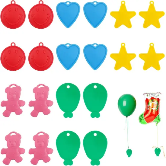 20 PCS Balloon Weights, Colorful Plastic Balloon Weights, Heart Star Smiley Bear Balloon Shaped Helium Balloon Weights for Party Decor (color and shape random) {1}