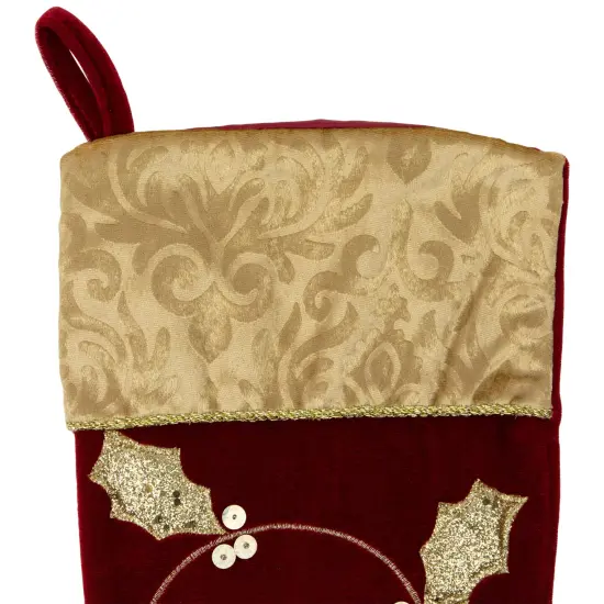 Northlight 20.5-Inch Velvet Gold and Maroon Etched Cuff Christmas Stocking {4}