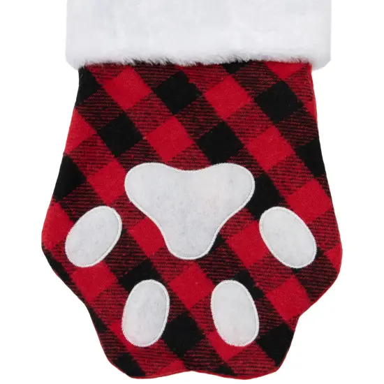Northlight 15.5" Red and Black Buffalo Plaid Pet Embroidered Christmas Stocking {4}