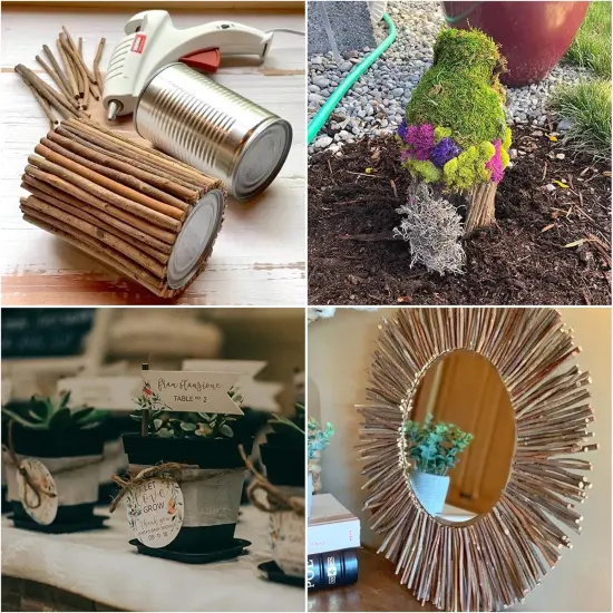 300PCS 4 inch Wood Log Sticks for Crafts - Natural Twigs Sticks- Birch Wood Craft Sticks for DIY Rustic Home Decor School Projects Crafting Filler, 0.08-0.15 Inch in Diameter {4}