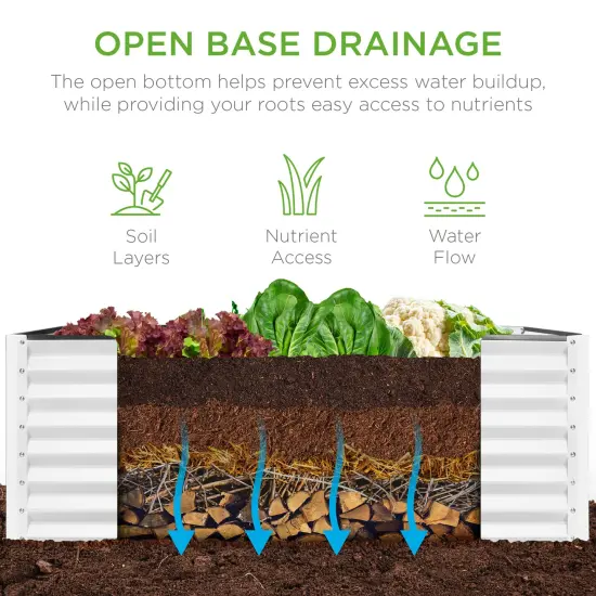 Best Choice Products 4x2x2ft Outdoor Metal Raised Garden Bed, Planter Box for Vegetables, Flowers, Herbs White {4}