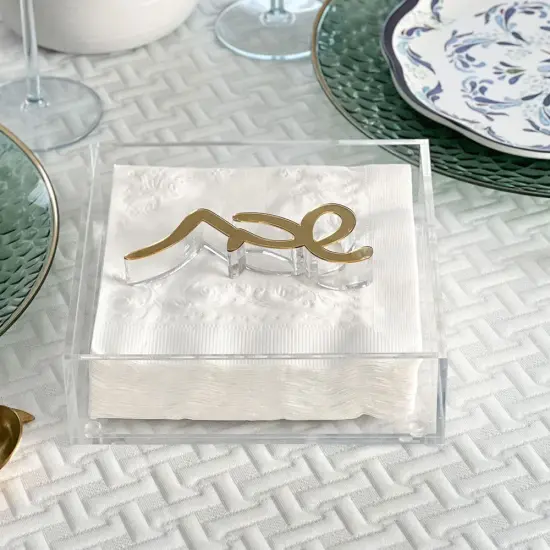 Napkin Holder With Shabbos Weight Gold {3}