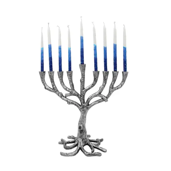 Tree of Life Metal Menorah with Reusable Box By Kinor Decor Gold {6}