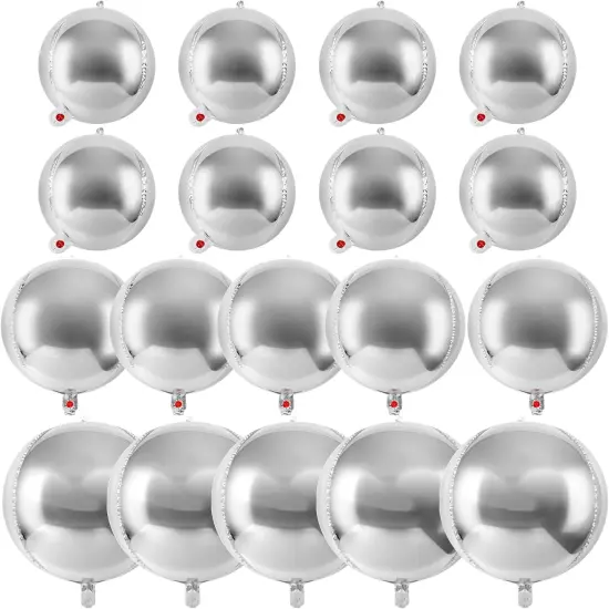 18 Pcs Silver Foil Balloons Shiny Round Balloons Set Large Balloon Garland Arch for Birthday Graduation Wedding Bachelorette Party Decorations, 5 Pcs 22 Inches, 5 Pcs 15 Inches, 8 Pcs 10 Inches {1}