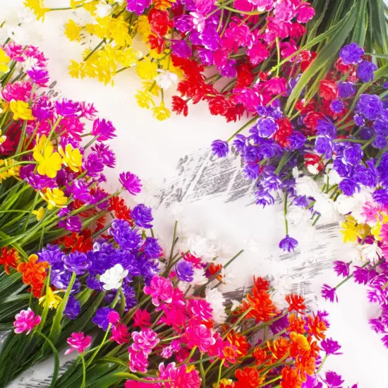 8 Bundles Artificial Outdoors Flowers (White-Daffodil) {4}