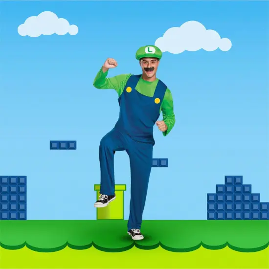 Super Mario Bros. Luigi Classic Adult Costume {6}